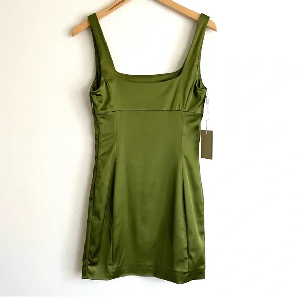 Aritzia Wilfred Shine Satin Mini Dress in Succulent Green NWT - Picture 5 of 12